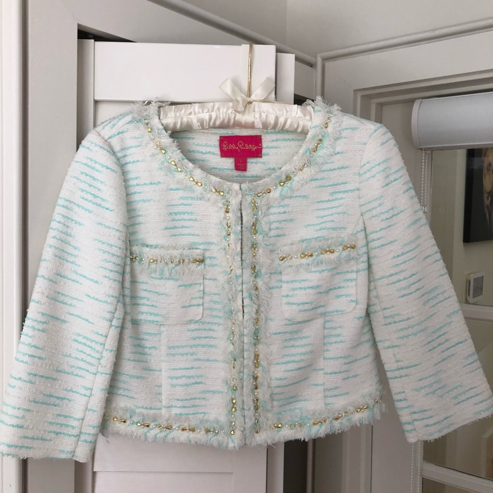 Lilly Pulitzer Lia Boucle Jacket in Crystal Waters NWOT